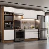 Cocina Integral Glamy Marron y Blanco 350x225cm con Mesón y sin Pozuelo - COCINAS | Bylmo