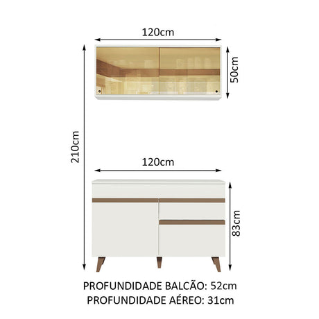 Cocina Integral Reims Blanco 120x210cm con Mesón y sin Pozuelo - COCINAS | Bylmo