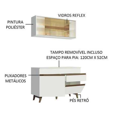 Cocina Integral Reims Blanco 120x210cm con Mesón y sin Pozuelo - COCINAS | Bylmo
