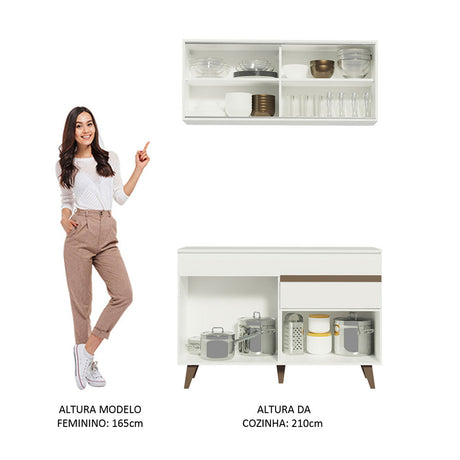 Cocina Integral Reims Blanco 120x210cm con Mesón y sin Pozuelo - COCINAS | Bylmo