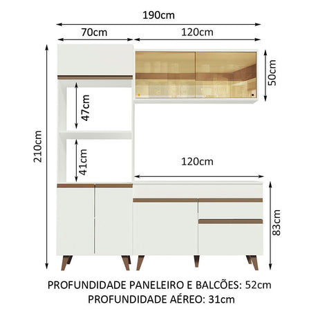 Cocina Integral Reims Blanco 190x210cm con Mesón y sin Pozuelo - COCINAS | Bylmo