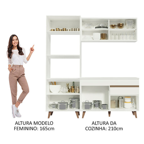 Cocina Integral Reims Blanco 190x210cm con Mesón y sin Pozuelo - COCINAS | Bylmo