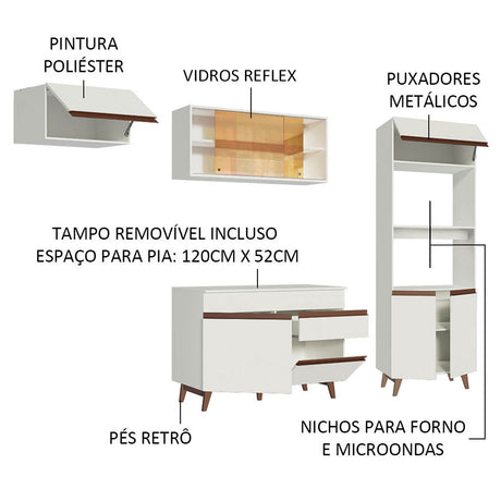 Cocina Integral Reims Blanco 260x210cm con Mesón y sin Pozuelo - COCINAS | Bylmo