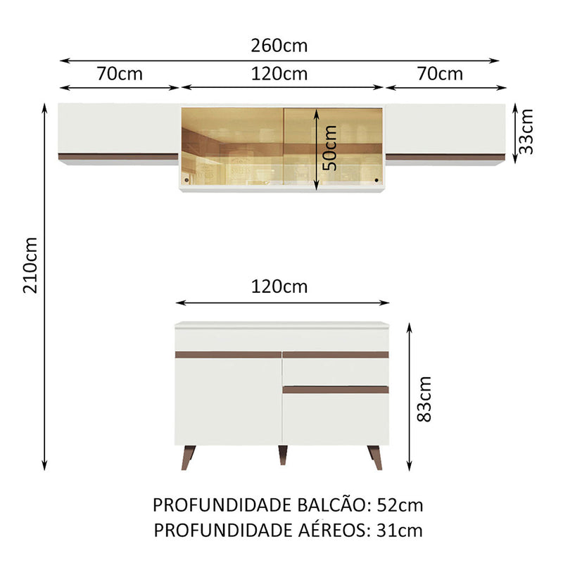 Cocina Integral Reims 260 Blanco Moderna.