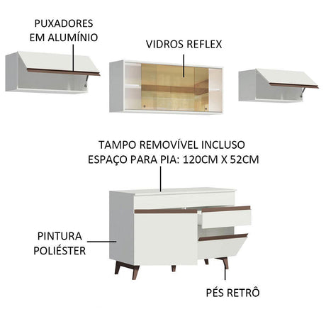 Cocina Integral Reims 260 Blanco Moderna. - COCINAS | Bylmo