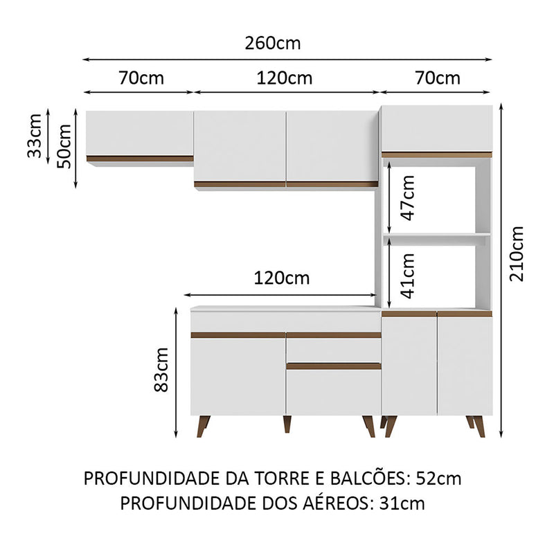 Cocina Integral Reims Blanco 260x210cm Moderna Y Funcional