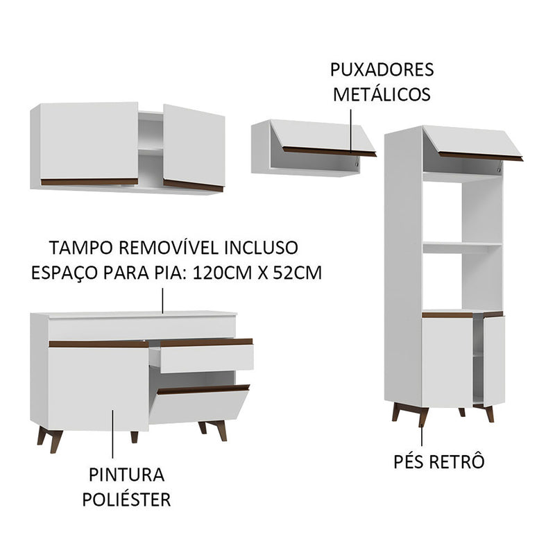 Cocina Integral Reims Blanco 260x210 Cm Moderna Amplia Y Resistente