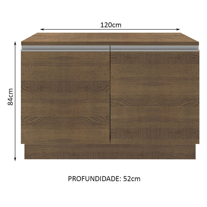 Mueble Inferior De Cocina Glamy Marron 120x84cm Con Mesón De Madera Y Dos Puertas