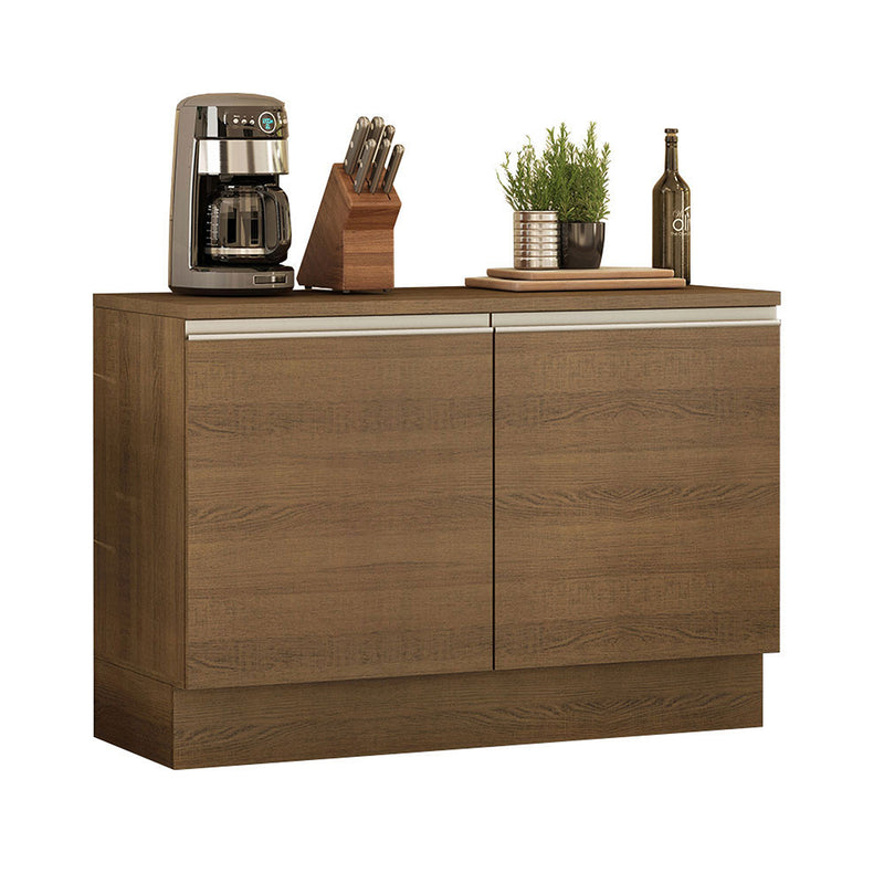 Mueble Inferior De Cocina Glamy Marron 120x84cm Con Mesón De Madera Y Dos Puertas