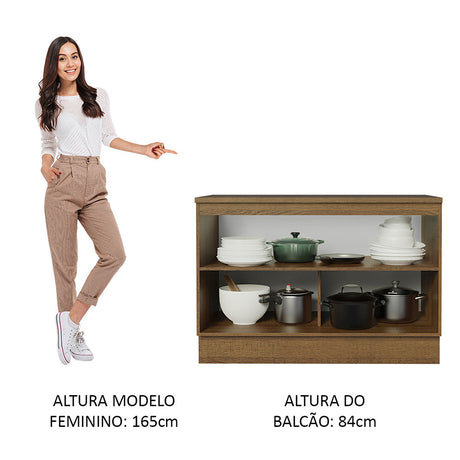 Mueble Inferior de Cocina Agata Marron y Blanco 120x84cm con Mesón de Madera y Dos Puertas - MUEBLES INFERIORES DE COCINA | Bylmo