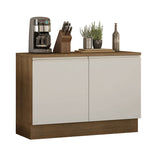 Mueble Inferior de Cocina Glamy Marron y Blanco 120x84cm con Mesón de Madera y Dos Puertas - MUEBLES INFERIORES DE COCINA | Bylmo