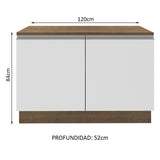 Mueble Inferior de Cocina Glamy Marron y Blanco 120x84cm con Mesón de Madera y Dos Puertas - MUEBLES INFERIORES DE COCINA | Bylmo