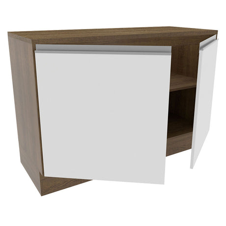 Mueble Inferior de Cocina Glamy Marron y Blanco 120x84cm con Mesón de Madera y Dos Puertas - MUEBLES INFERIORES DE COCINA | Bylmo