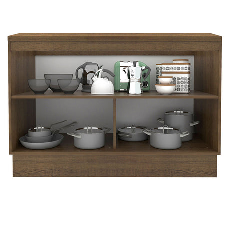 Mueble Inferior de Cocina Glamy Marron y Blanco 120x84cm con Mesón de Madera y Dos Puertas - MUEBLES INFERIORES DE COCINA | Bylmo