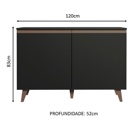 Mueble Inferior de Cocina Reims Negro 120x83cm con Mesón de Madera y Dos Puertas - MUEBLES INFERIORES DE COCINA | Bylmo