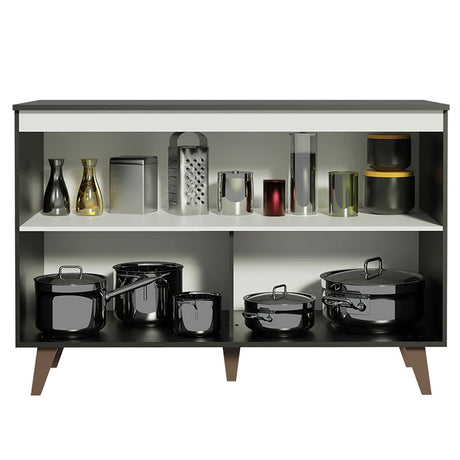 Mueble Inferior de Cocina Reims Negro 120x83cm con Mesón de Madera y Dos Puertas - MUEBLES INFERIORES DE COCINA | Bylmo