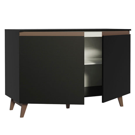 Mueble Inferior de Cocina Reims Negro 120x83cm con Mesón de Madera y Dos Puertas - MUEBLES INFERIORES DE COCINA | Bylmo