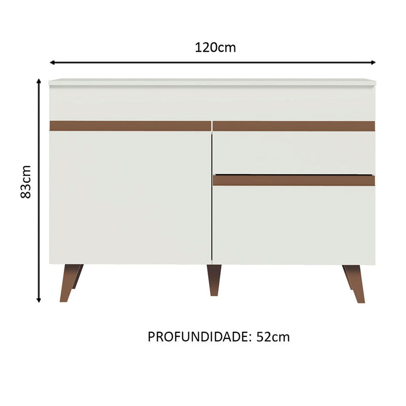 Mueble Inferior De Cocina Reims Blanco 120x83cm Con Mesón De Madera