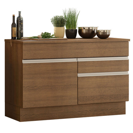 Mueble Inferior de Cocina Glamy Marron 120x84cm con Mesón de Madera y Dos Puertas y un Cajón - MUEBLES INFERIORES DE COCINA | Bylmo