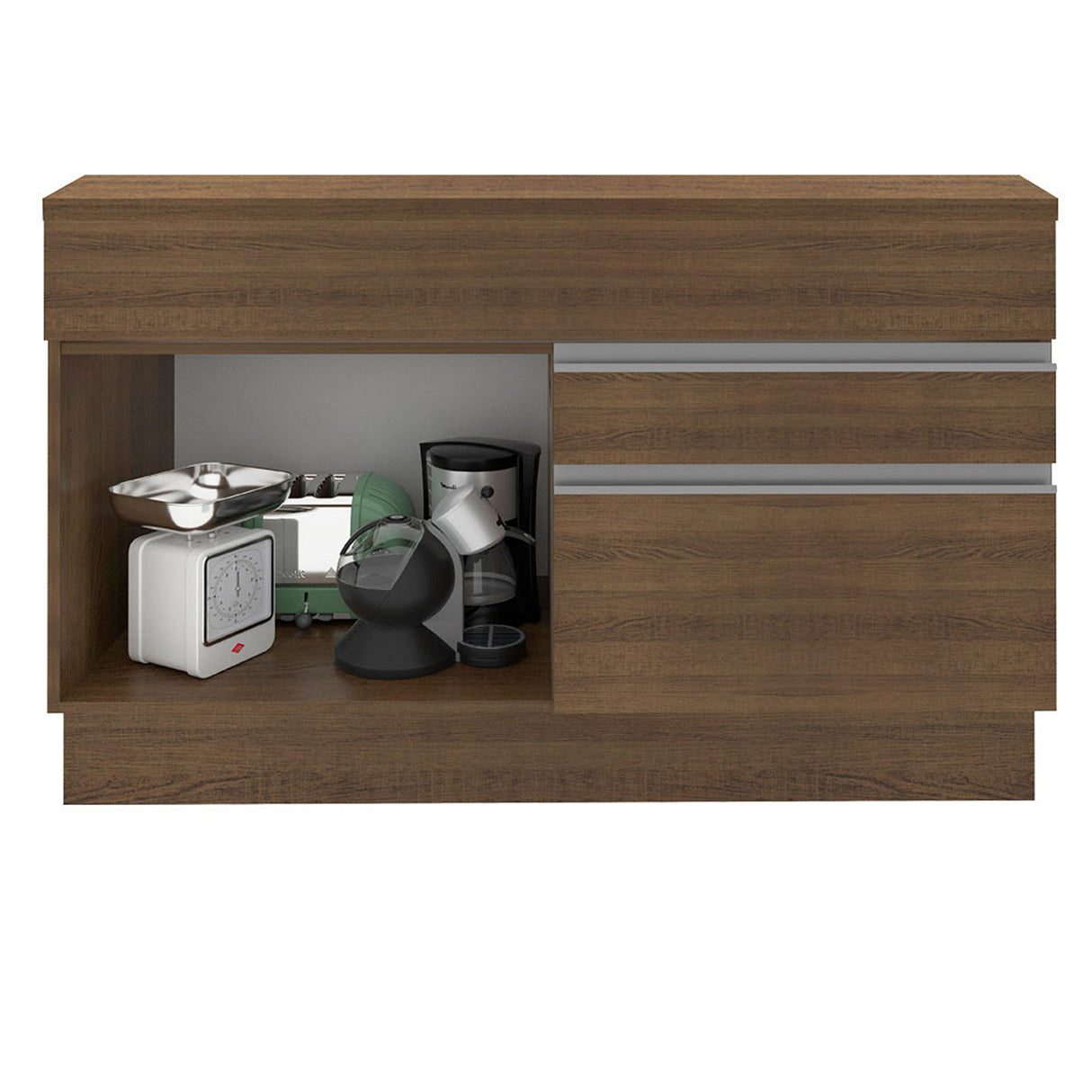 Mueble Inferior de Cocina Glamy Marron 120x84cm con Mesón de Madera y Dos Puertas y un Cajón - MUEBLES INFERIORES DE COCINA | Bylmo