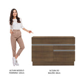 Mueble Inferior de Cocina Glamy Marron 120x84cm con Mesón de Madera y Dos Puertas y un Cajón - MUEBLES INFERIORES DE COCINA | Bylmo