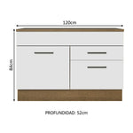 Mueble Inferior De Cocina Agata Marron Y Blanco 120x84cm Con Mesón De Madera