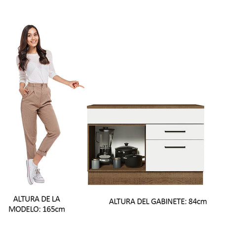 Mueble Inferior de Cocina Agata Marron y Blanco 120x84cm con Mesón de Madera - MUEBLES INFERIORES DE COCINA | Bylmo