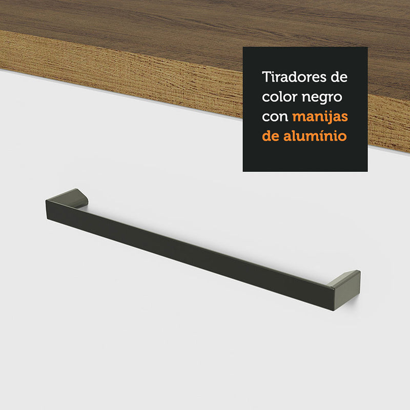 Mueble Inferior De Cocina Agata Marron Y Blanco 120x84cm Con Mesón De Madera