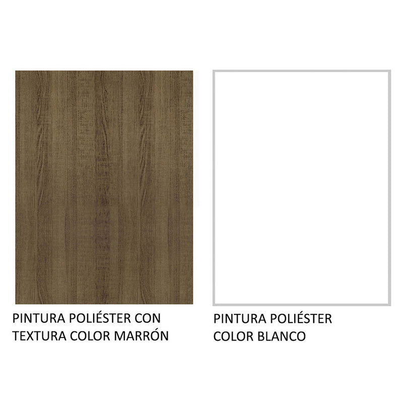 Mueble Inferior De Cocina Agata Marron Y Blanco 120x84cm Con Mesón De Madera