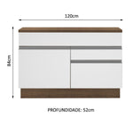 Mueble Inferior De Cocina Glamy Marron Y Blanco 120x84cm Con Mesón De Madera