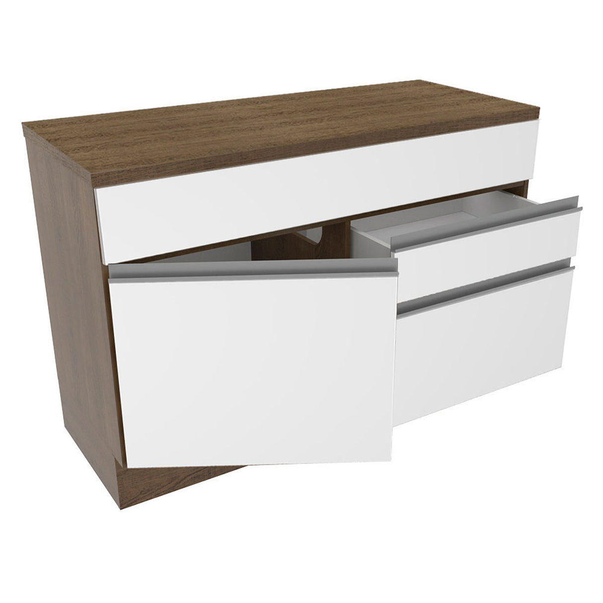 Mueble Inferior de Cocina Glamy Marron y Blanco 120x84cm con Mesón de Madera - MUEBLES INFERIORES DE COCINA | Bylmo