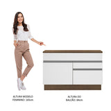 Mueble Inferior de Cocina Glamy Marron y Blanco 120x84cm con Mesón de Madera - MUEBLES INFERIORES DE COCINA | Bylmo