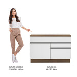 Mueble Inferior De Cocina Glamy Marron Y Blanco 120x84cm Con Mesón De Madera