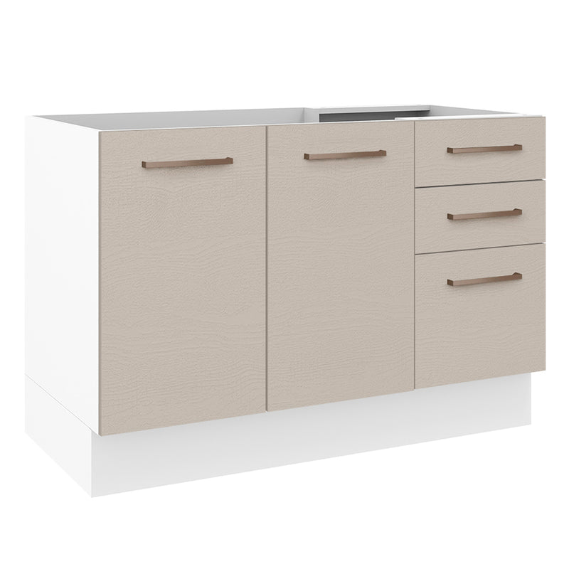 Mueble Inferior De Cocina Agata Blanco Y Crema 120x81cm Sin Mesón