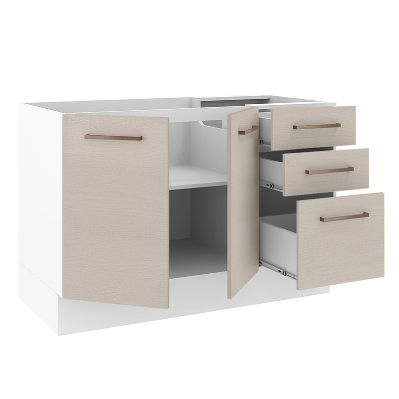 Mueble Inferior De Cocina Agata Blanco Y Crema 120x81cm Sin Mesón