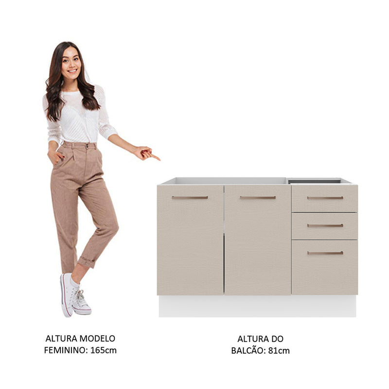 Mueble Inferior De Cocina Agata Blanco Y Crema 120x81cm Sin Mesón