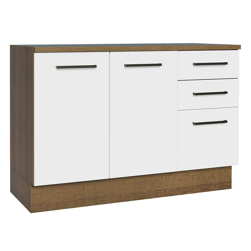 Mueble Inferior De Cocina Agata Blanco 120x84cm Con Mesón De Madera