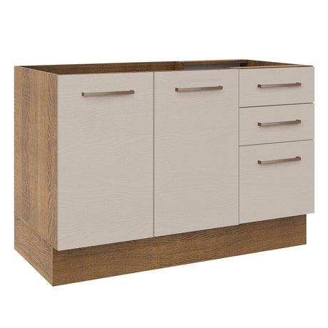 Mueble Inferior de Cocina Agata Marron y Crema 120x81cm sin Mesón - MUEBLES INFERIORES DE COCINA | Bylmo