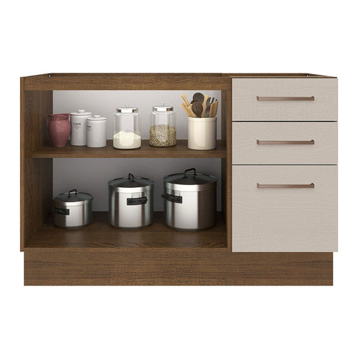 Mueble Inferior De Cocina Agata Marron Y Crema 120x81cm Sin Mesón