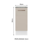 Mueble Inferior De Cocina Agata Blanco Y Crema 35x84cm Con Mesón De Madera