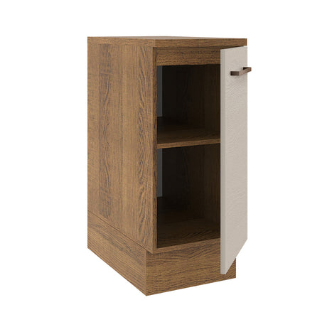 Mueble Inferior de Cocina Agata Marron y Crema 35x84cm con Mesón de Madera - MUEBLES INFERIORES DE COCINA | Bylmo