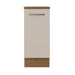 Mueble Inferior De Cocina Agata Marron Y Crema 35x84cm Con Mesón De Madera