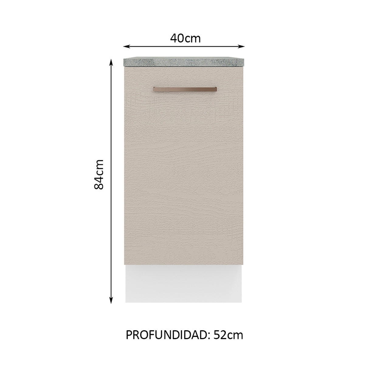 Mueble Inferior de Cocina Agata Blanco y Crema 40x84cm con Mesón de Madera y Una Puerta - MUEBLES INFERIORES DE COCINA | Bylmo