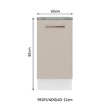 Mueble Inferior de Cocina Agata Blanco y Crema 40x84cm con Mesón de Madera y Una Puerta - MUEBLES INFERIORES DE COCINA | Bylmo