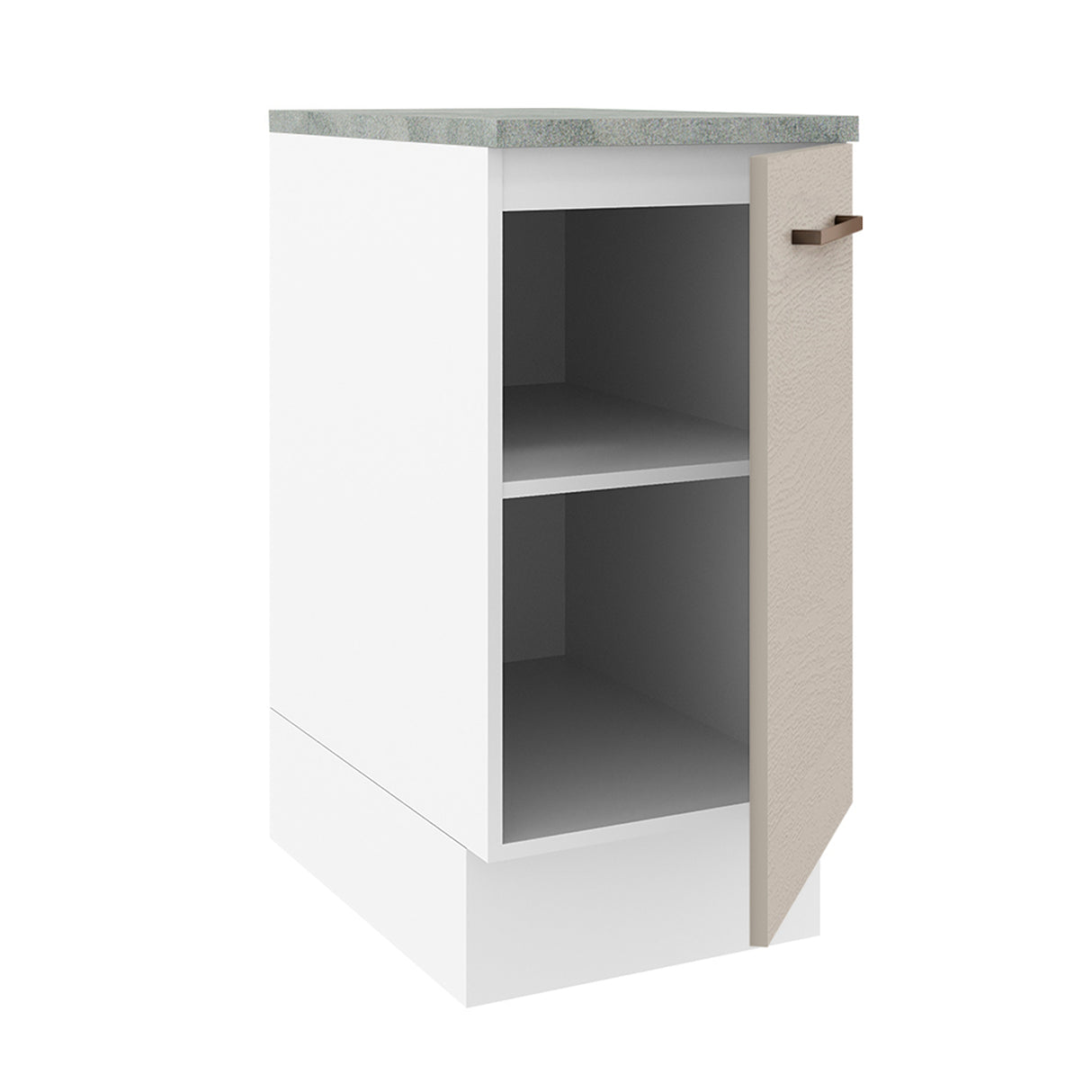 Mueble Inferior de Cocina Agata Blanco y Crema 40x84cm con Mesón de Madera y Una Puerta - MUEBLES INFERIORES DE COCINA | Bylmo