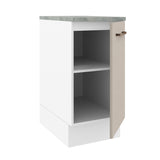 Mueble Inferior de Cocina Agata Blanco y Crema 40x84cm con Mesón de Madera y Una Puerta - MUEBLES INFERIORES DE COCINA | Bylmo