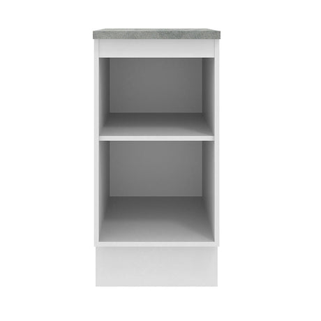 Mueble Inferior de Cocina Agata Blanco y Crema 40x84cm con Mesón de Madera y Una Puerta - MUEBLES INFERIORES DE COCINA | Bylmo