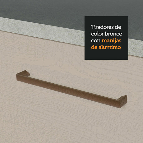 Mueble Inferior de Cocina Agata Blanco y Crema 40x84cm con Mesón de Madera y Una Puerta - MUEBLES INFERIORES DE COCINA | Bylmo