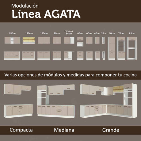 Mueble Inferior de Cocina Agata Blanco y Crema 40x84cm con Mesón de Madera y Una Puerta - MUEBLES INFERIORES DE COCINA | Bylmo