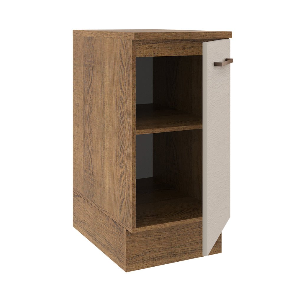 Mueble Inferior de Cocina Agata Marron y Crema 40x84cm con Mesón de Madera y Una Puerta - MUEBLES INFERIORES DE COCINA | Bylmo
